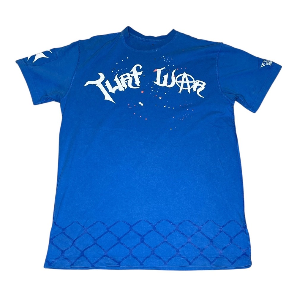 VTG Y2K Hiphop BLAC LABEL Turf War East Side Trash Wolf Graphic T-Shirt Blue XL